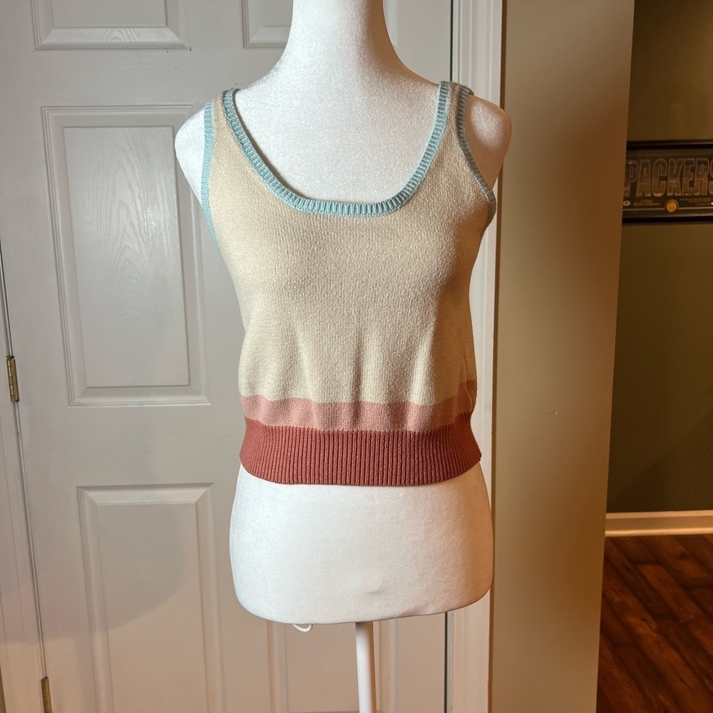 Luca & Grae Women's Size Small Color Block Cropped Ribbed Knit Tank